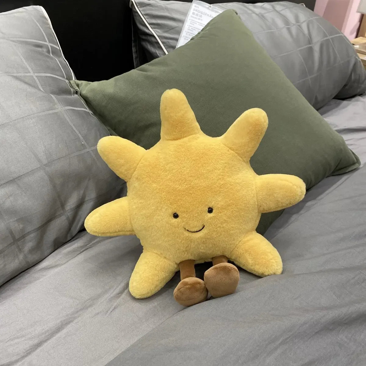 High Quality Smile Face Moon Yellow Sun Plushie Cushion Stuffed Cute Weather Plush Toy for Kid Bedroom Decor Sofa Throw Pillow