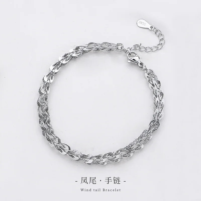 VENTFILLE 925 Sterling Silver Diamond-Studded Butterfly Bracelet Women's Fashion Temperament Flower Adjustable Bracelet