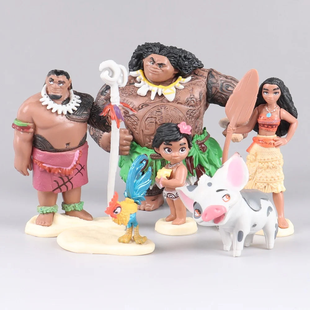 6/10Pcs Set Disney Movie Moana Figure Dolls Set Demigod Maui Moana Waialiki Heihei Action Figure Model Kids birthday Gift