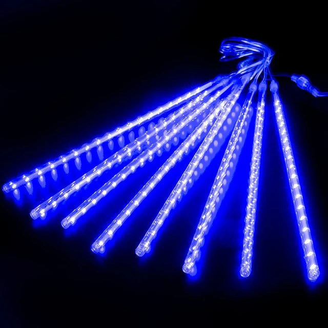 Outdoor Meteor Shower Christmas Lights 10 Tubes 192 Led Hanging String Lights for Garden Tree Holiday Party Decoation Lamp
