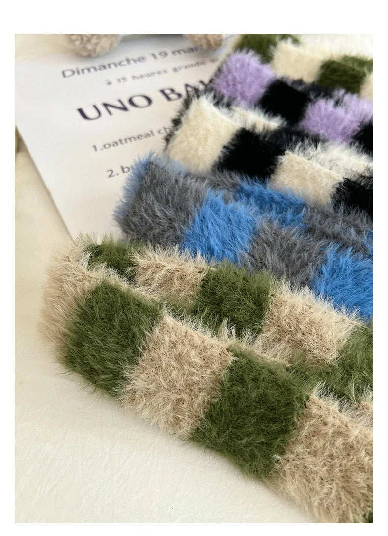 Striped Plush Scarf Women's Niche Design Sense Spice Girl Versatile Decoration Korean Version Thin and Narrow Long Scarf