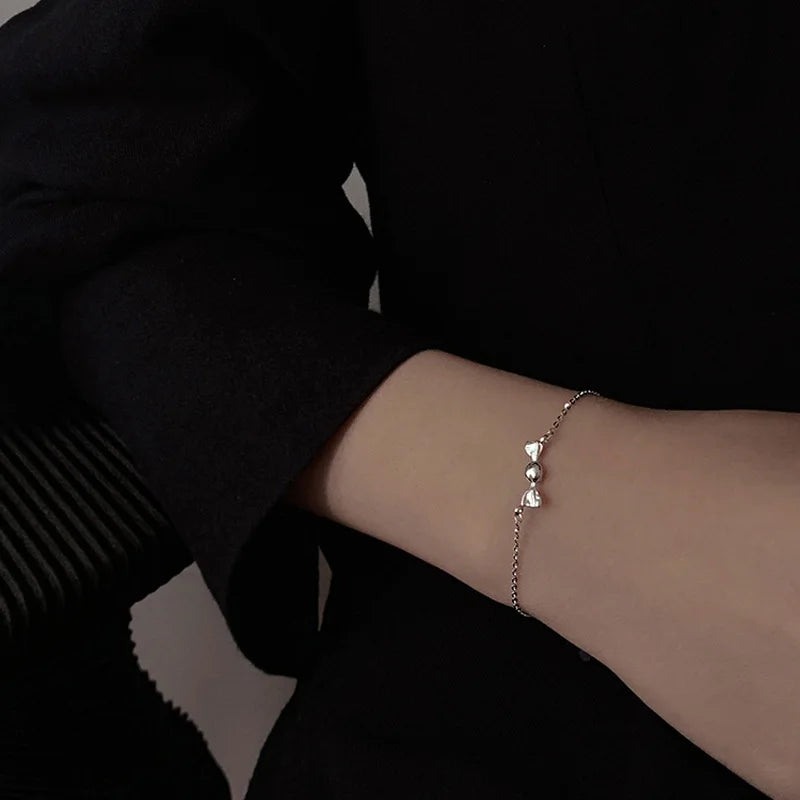 VENTFILLE 925 Sterling Silver Diamond-Studded Butterfly Bracelet Women's Fashion Temperament Flower Adjustable Bracelet