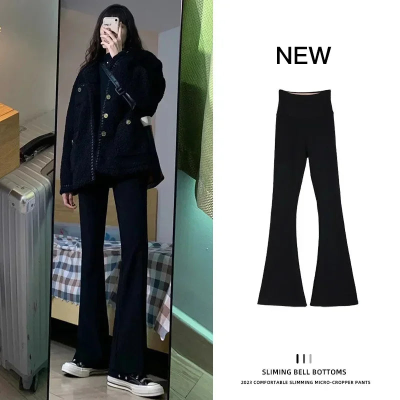 Women Flare Pants Slim High Waist Solid Sexy Shark Flare Pants Fashion Casual Streetwear Elastic Butt Lift Skinny Leggings