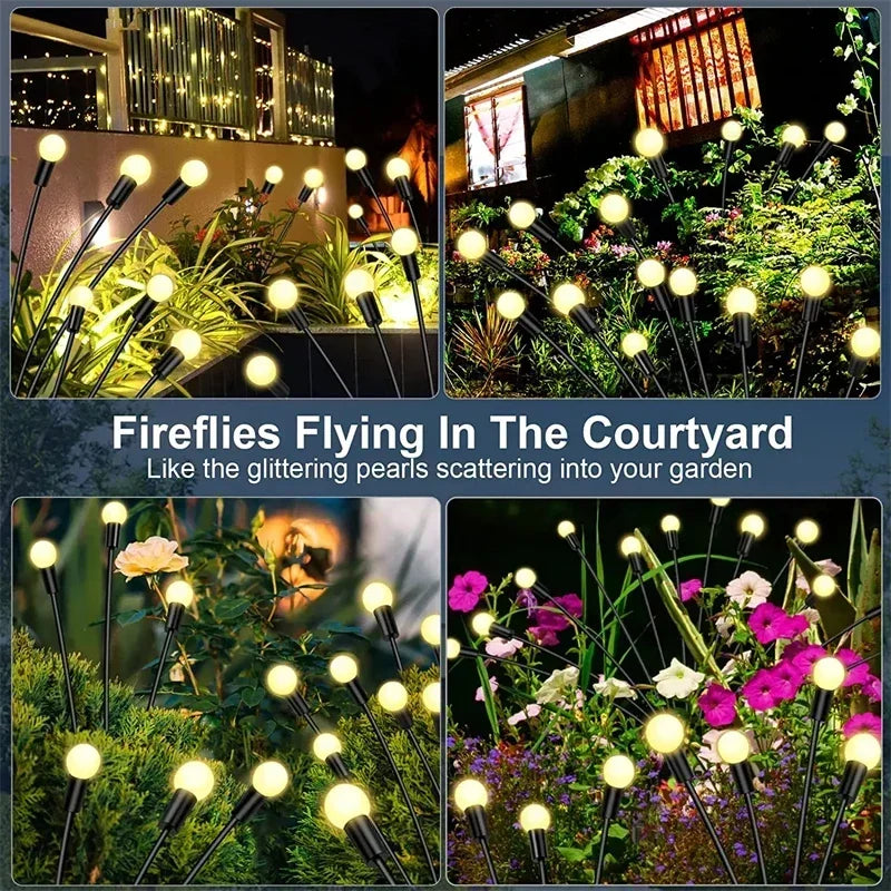 Solar LED Lights Garden Firework Warm Lights Outdoor 6/8 LEDs Waterproof Firefly Lawn Lamps Patio Pathway Decoration