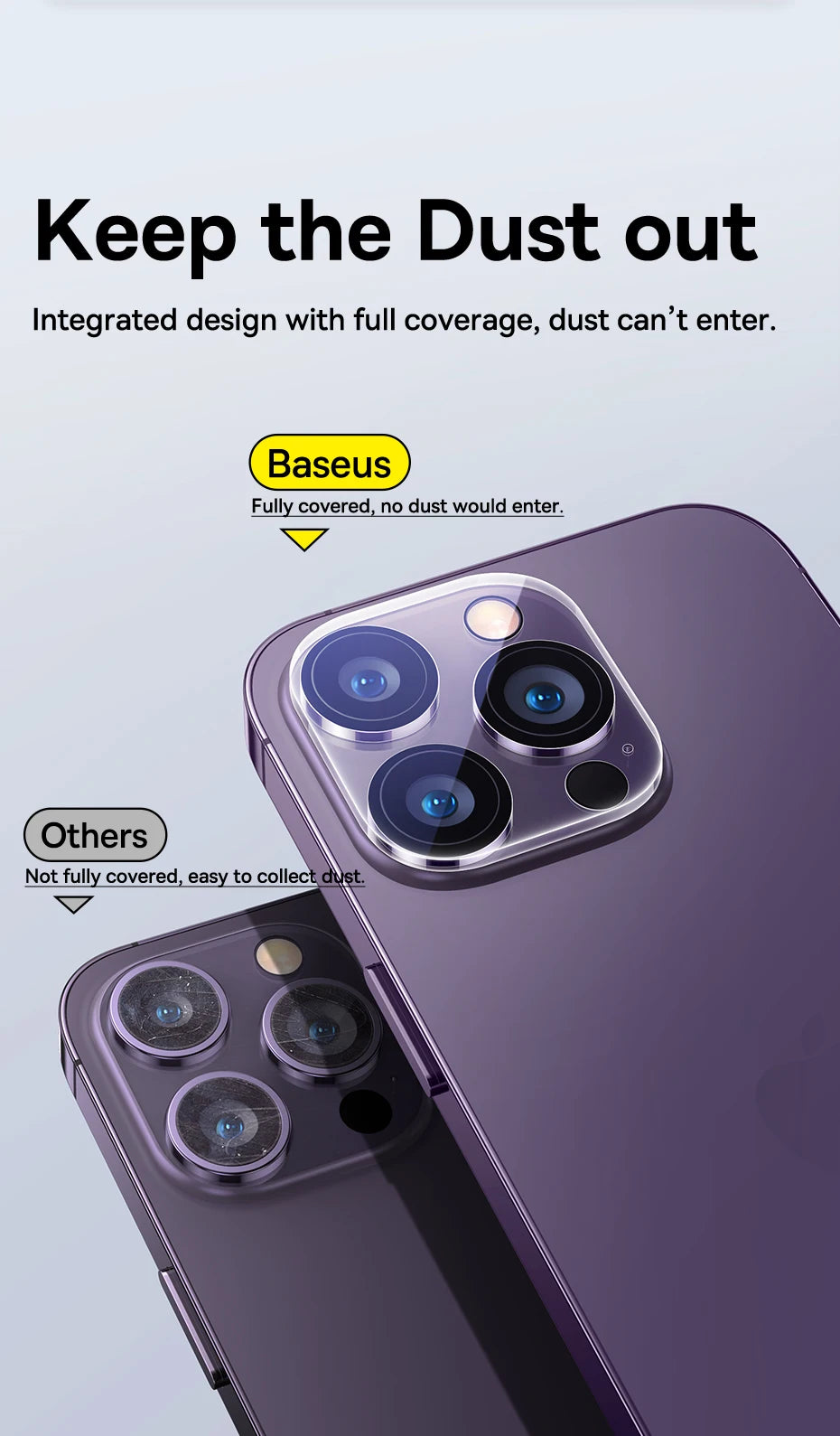 Baseus 2Pcs Camera Lens Protector For iPhone 15 14 13 Pro Max Tempered Glass Lens Glass For iPhone 14 13 12 Lens Protection Film