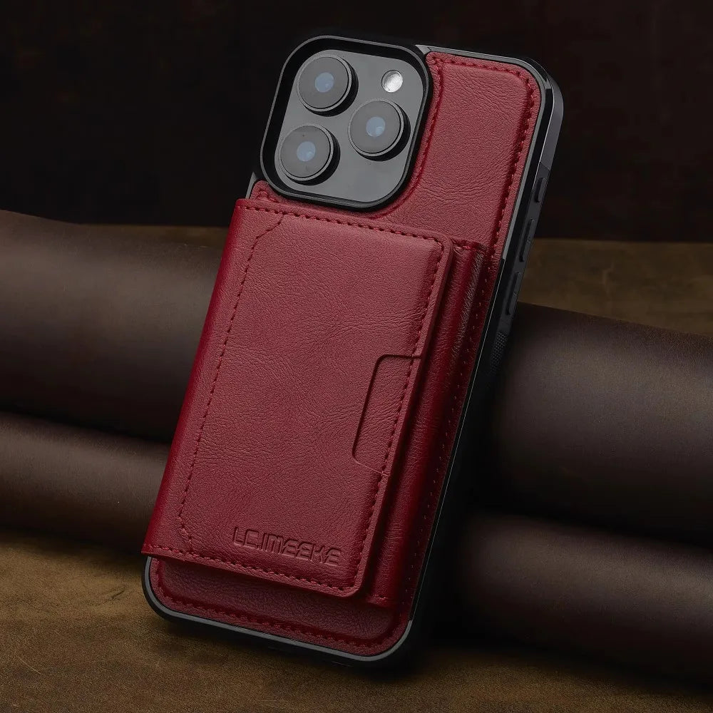 Detachable Wallet Case For iPhone 16 Pro Max 15 14 Plus 13 12 11 XS XR X 7 8 SE 2022 2020 2024 For MagSafe Card Holder Cover