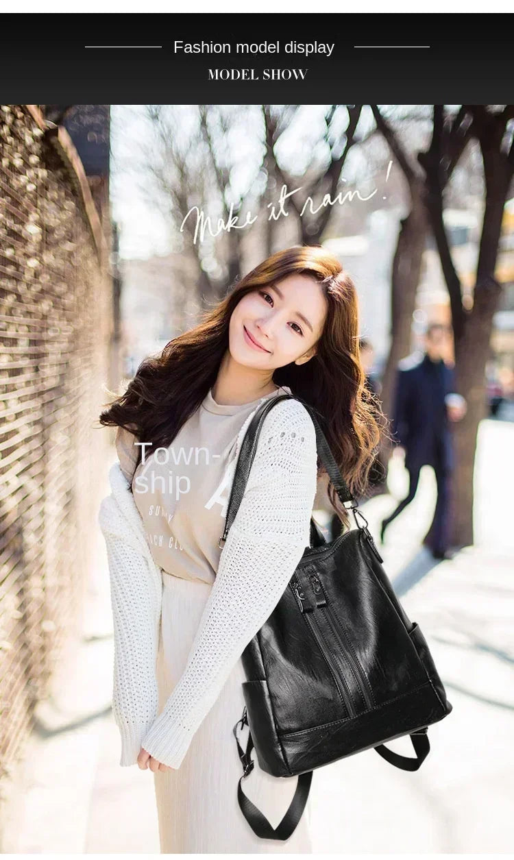 1/3Pcs Genuine Leather Backpack Women's Travel Bag Fashion Women's Fashion Bag Tide Casual Fashion Soft Leather Shoulder Bag