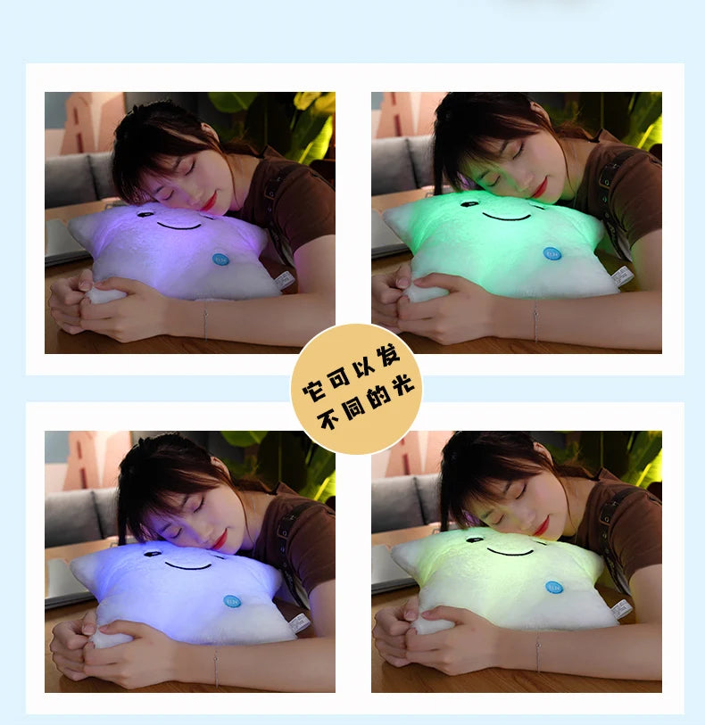 24*22cm Creative Toy Luminous Star Pillow Stuffed Plush Glowing Colorful Stars Cushion Led Light Toys Gift For Kids Children