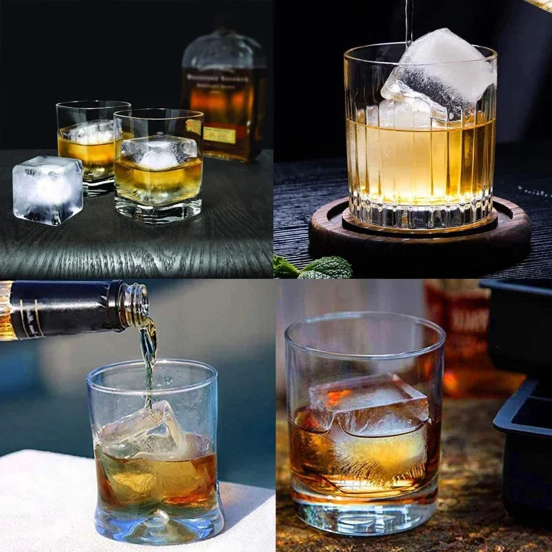 4/6/8/15Grids Silicone Ice Cube Molds Spherical Ice Molds Reusable Whiskey Ice Cube Molds Cocktail Freezer DIY Homemade Barware