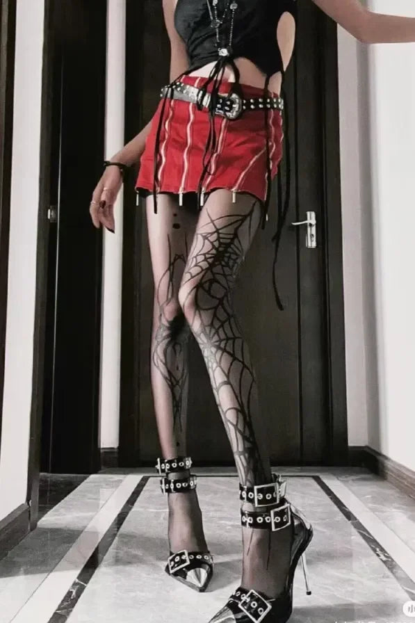 Gothic Vintage Dark Fishnet Tights Stocking Women Emo Alternative Sexy Spider Web Witch Pantyhose Y2k E-girl Cyber Punk Socks