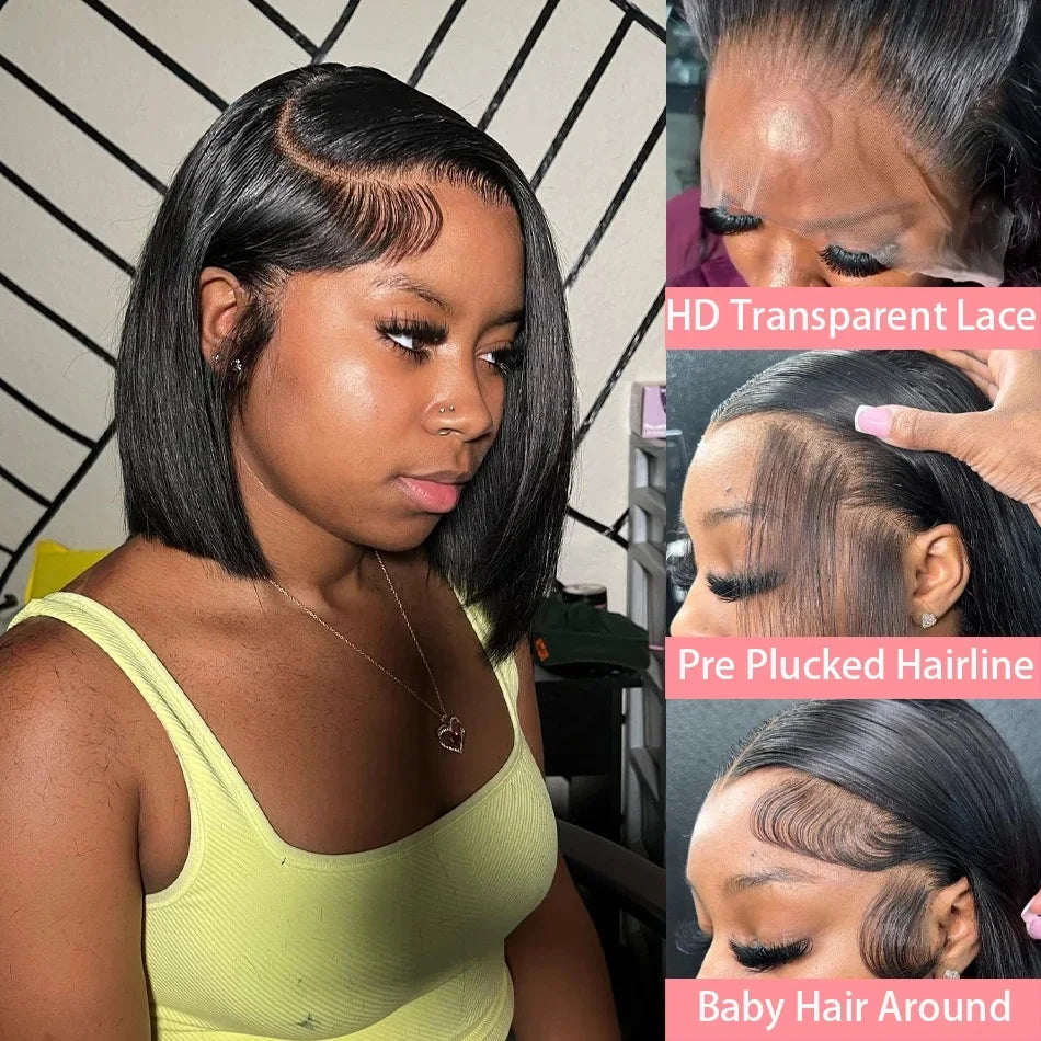 613 Blonde Short Bob Wig Transparent Lace Front Human Hair Wigs Straight 13X4 Burgundy 99j Brown Colored Cut Lace Frontal Wig