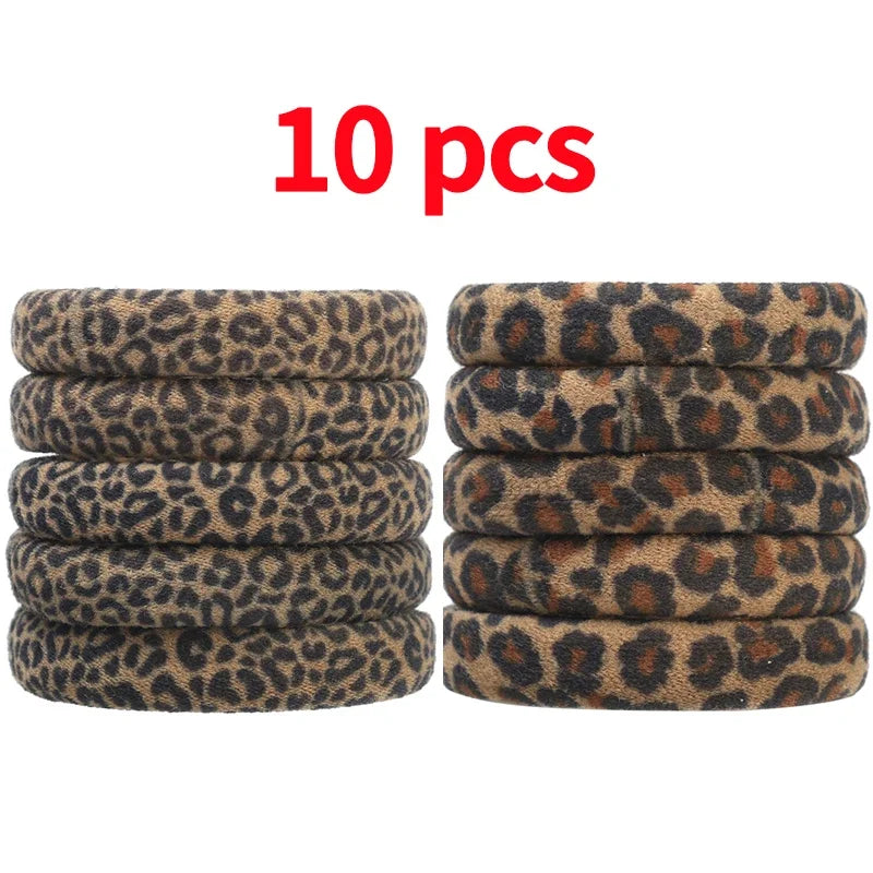 5-100Pcs High Elastic Leopard Print Hair Rope Women Fashion Pony Tails Holders Girls Towel Hair Ties Hairs Accessories Headwear