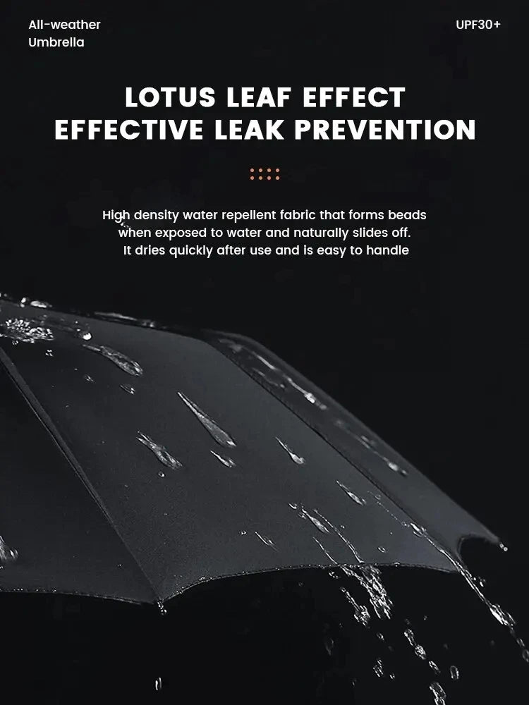 12 Bone Black Glue Fully Automatic Umbrella With Thick And Durable Keel Three Fold Umbrella UV Resistant Folding Umbrella
