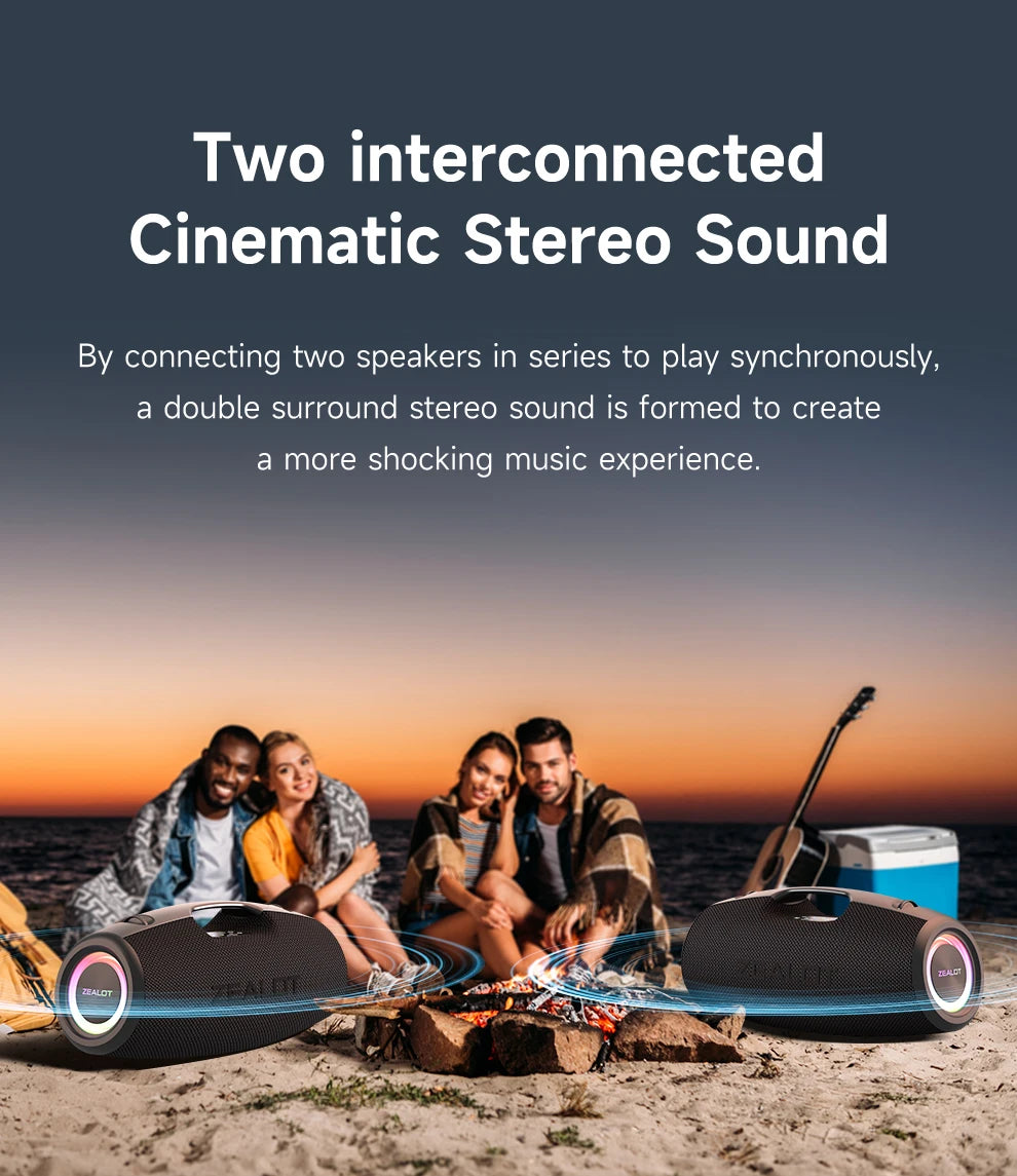 ZEALOT-S78 120W Portable Bluetooth Speaker Outdoor Party Speaker Big Loud Speaker Excellent Bass Performace Hifi speaker