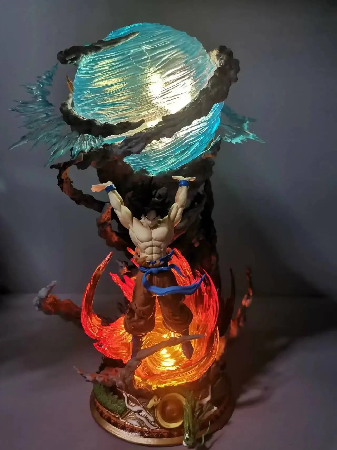 New 23cm Dragon Ball Anime Figure Son Goku Super Genki Bomb Luminous Figures Dbz Gk Figurine Pvc Statue Model Collectible Gifts