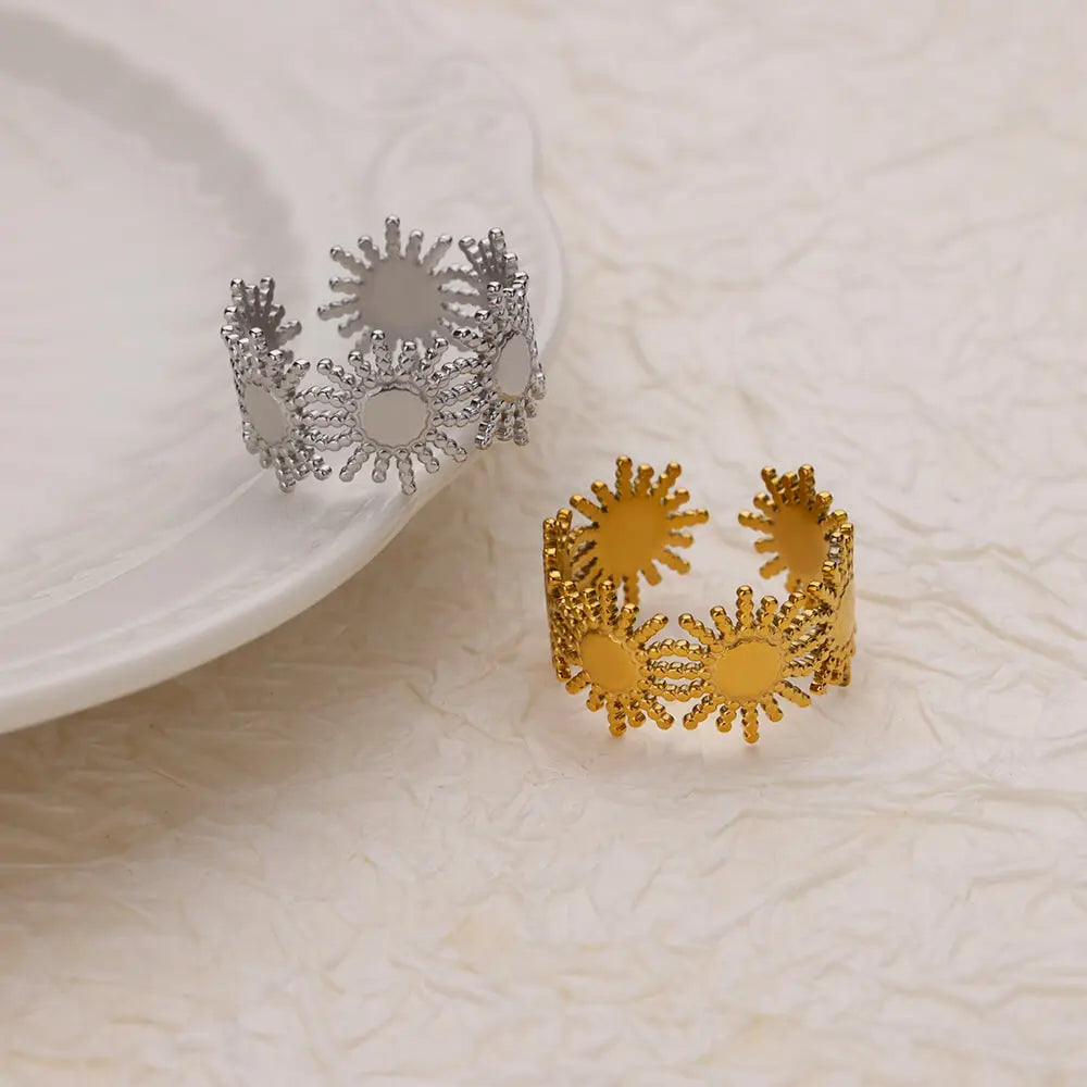 Dainty Zircon Shell Starfish Turtle Evil Eye Rings Stainless Steel Ring Women Anti Fading Golden Charm Jewelry Accessories Gifts