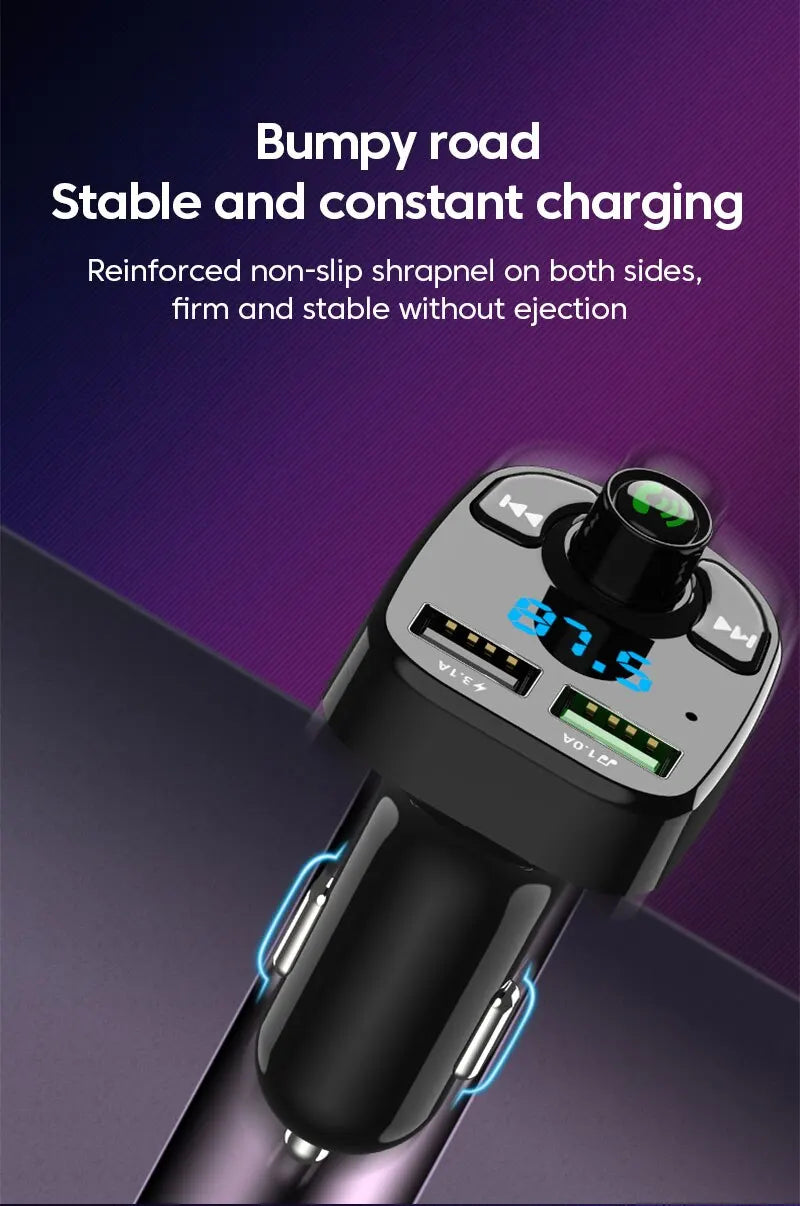 LED MP3 Car Bluetooth FM Audio Receiver Hands-Free Bluetooth 5.0 Transmitter 2.1A 3.1A QC3.0 PD Type C Dual USB Car kit Charger