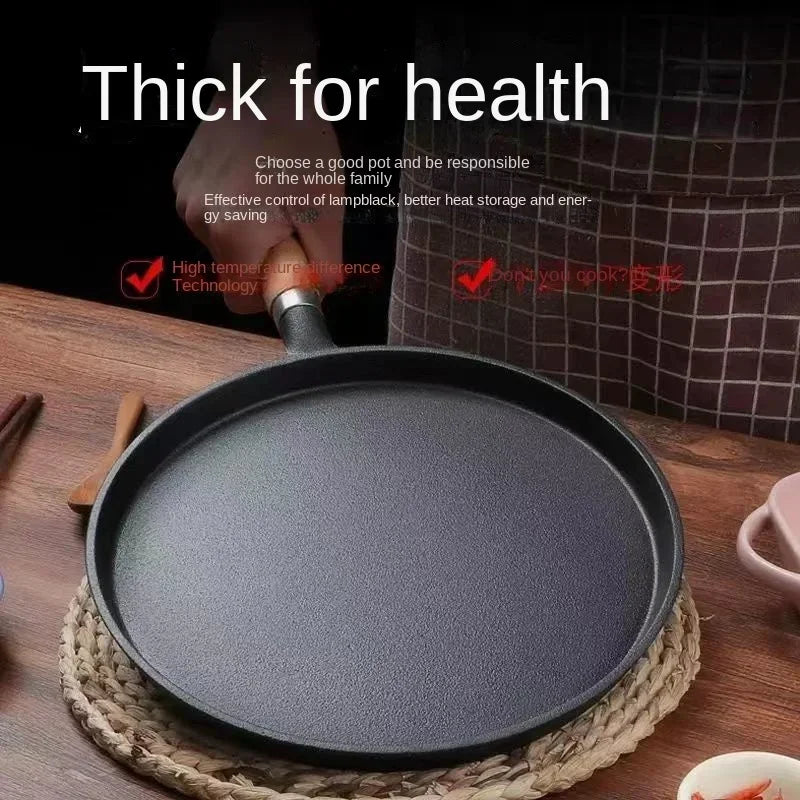 26cm Cast Iron Frying Pan Uncoated Non-stick Egg Pancake Pan Crepe Maker Steak Frying Pot Gas Induction Cooker Kitchen Cookware