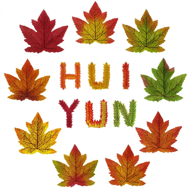 50pcs Artificial Maple Leaf Halloween Harvest Festival Home Decoration Boneless Feel Red Single Piece Artificial Maple Leaf