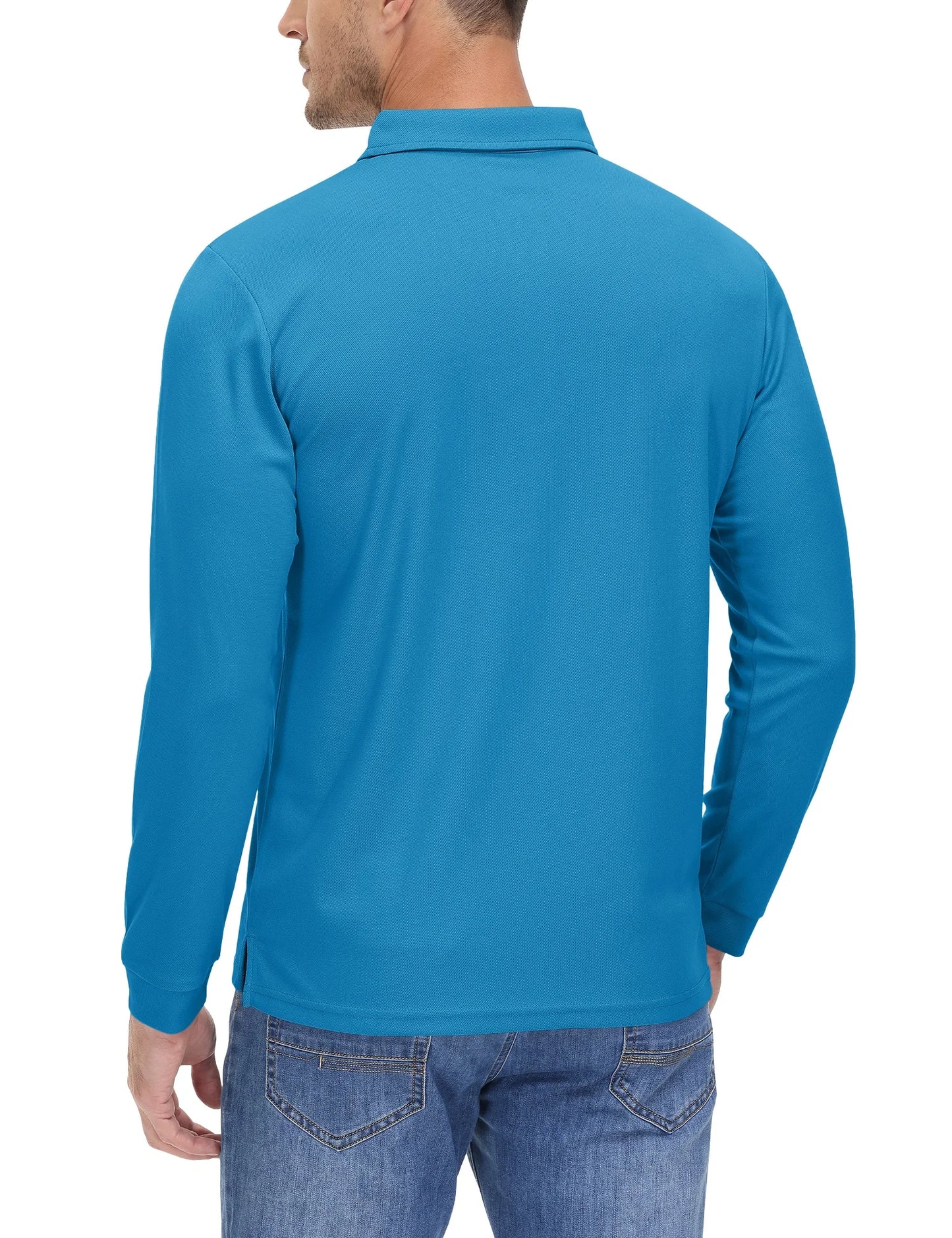 TACVASEN Long Sleeve Polos Quick Dry T-shirts Mens Breathable Sports Tees Casual Golf Polo Shirts Work T-shirt Pullover Tops Man