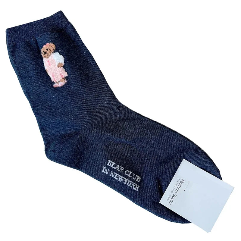 Good Quality Cartoon Elegant Lady Bear Women's Cute Socks Cotton Harajuku Style Woman Novelty Breathable Sox Christmas Gifts