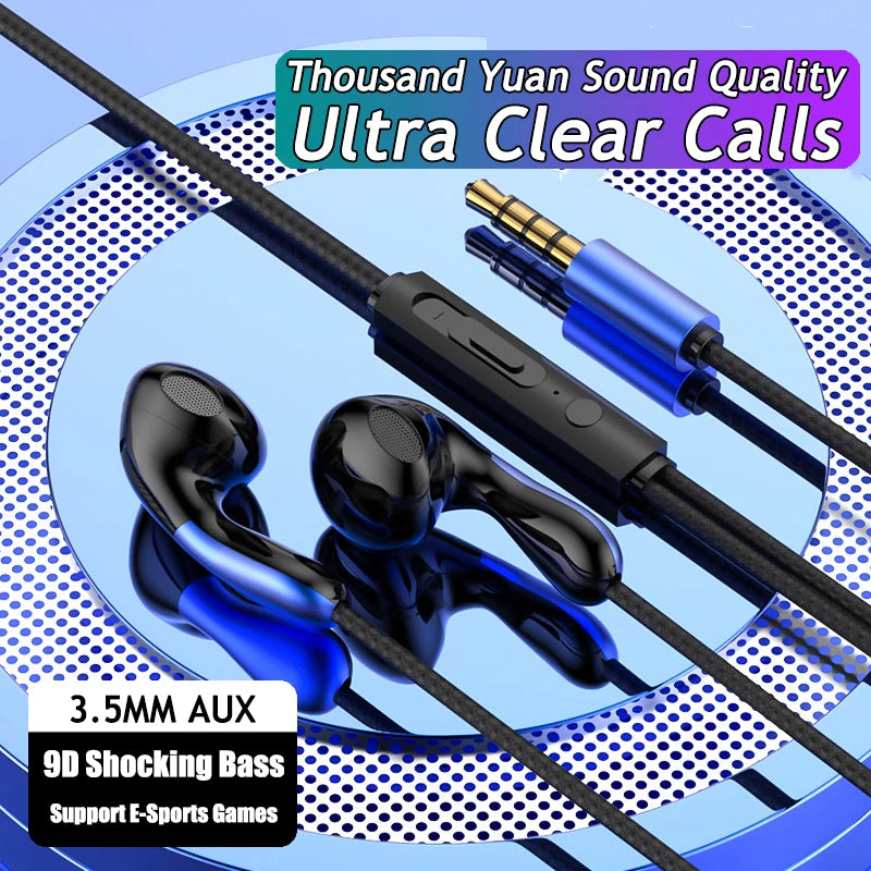 9D HIFI Heavy Bass Waterdrop Style Wired Earphones 3.5MM AUX/Type-C Digital Chip Headsets For Samsung Xiaomi Android Tablet PC
