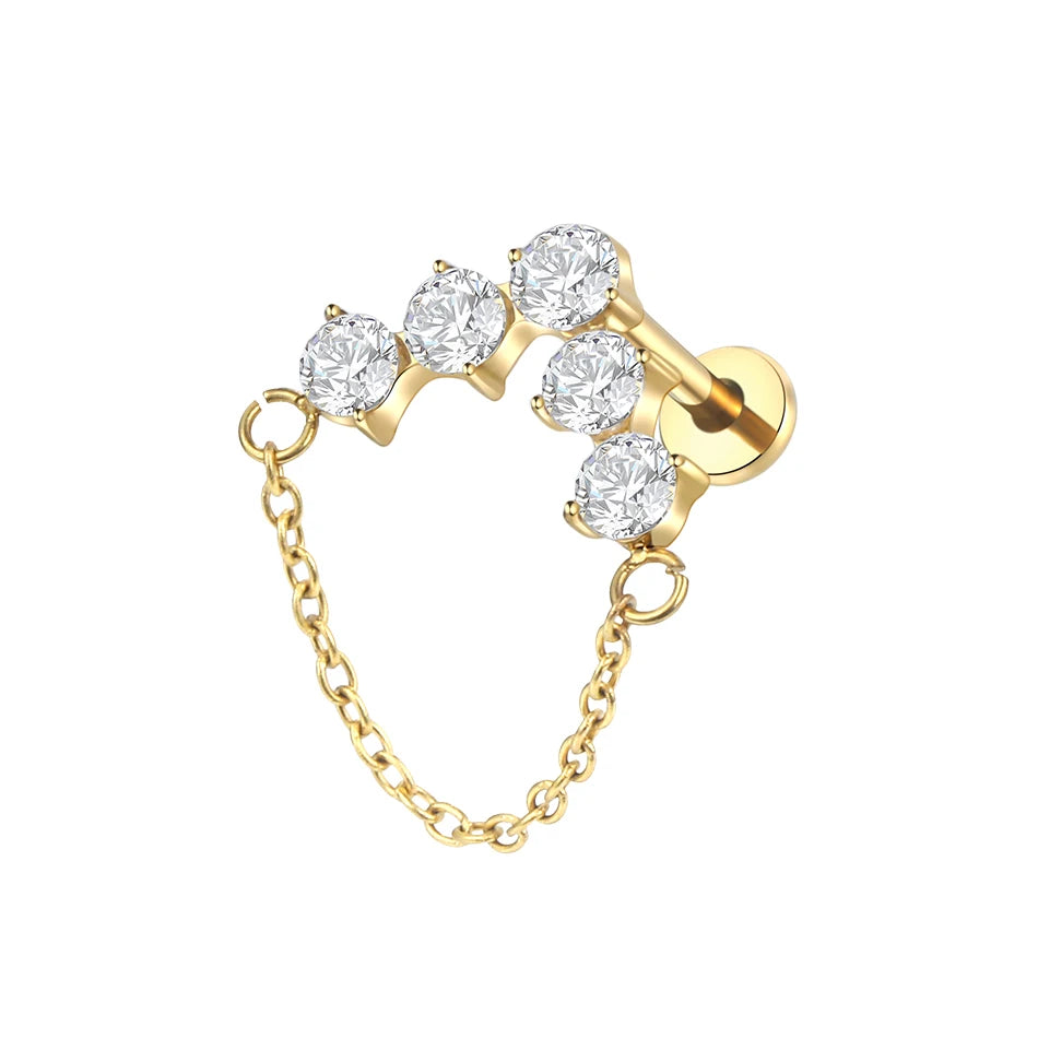 1pcs Titanium Piercing Cross Flower Stud Earring Internally Threaded Cubic Zircon Tragus Helix Piercing Body Jewelry