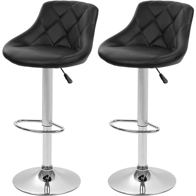 Bar Stools Set of 2 ,Barstools Swivel Stool Height Adjustable Bar Chairs with Back PU Leather Swivel Bar