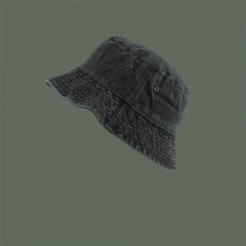 Retro Washed Cowboy Bucket Hat Women Men Wide Brim Sunhat Spring Summer Solid Color Denim Panama Fisherman Cap