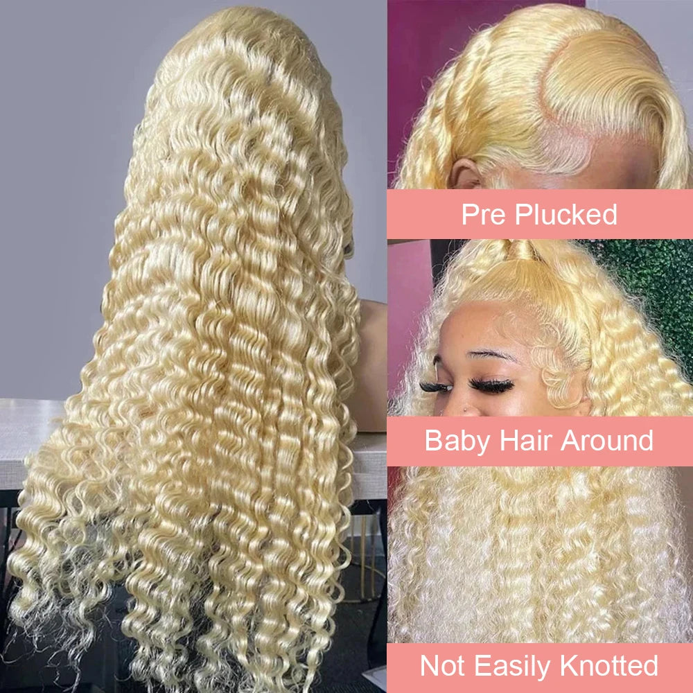 613 HD Lace Frontal Wig 13x4 Deep Loose Wave Transparent Remy Color Front Human Hair Wig 13x6 Blonde Water Curly Human Hair Wig
