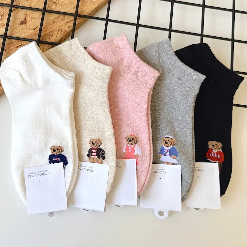 Good Quality Cartoon Elegant Lady Bear Women's Cute Socks Cotton Harajuku Style Woman Novelty Breathable Sox Christmas Gifts