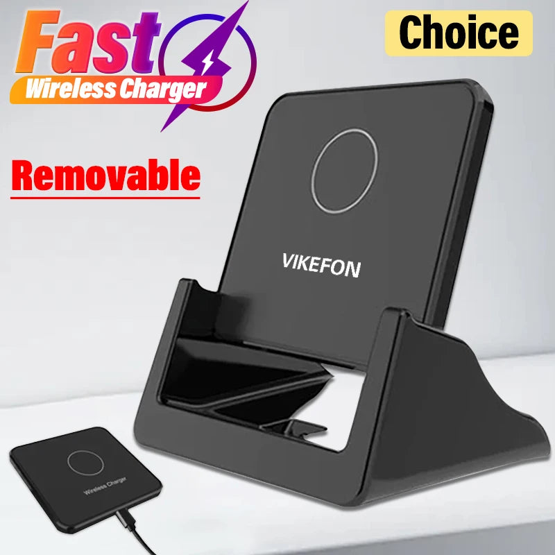 30W Wireless Charger Pad Stand Desktop Ultra-thin Mobile Phone Fast Charging Dock Station For iPhone 15 14 13 12 Samsung Xiaomi
