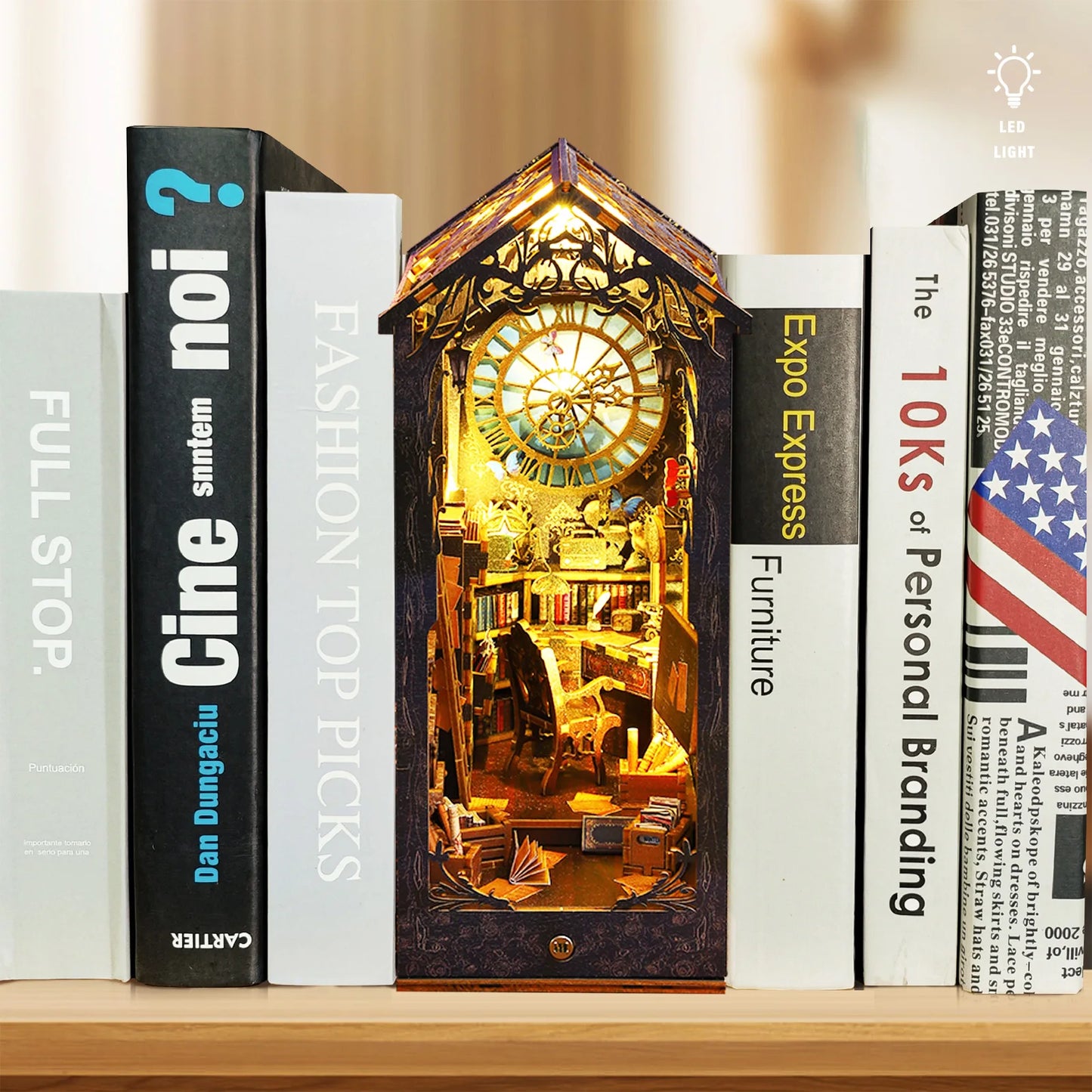 New DIY Book Nook Kit 3D Wooden Bookshelf Miniature Building Kits Home Decor Creative Model for Adults Halloween Christmas Gifts