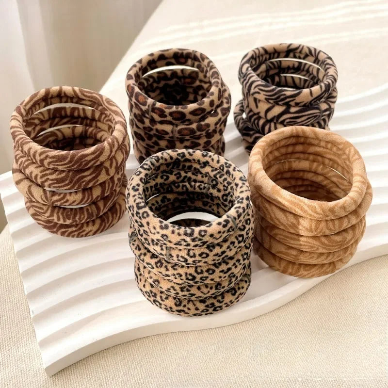 5-100Pcs High Elastic Leopard Print Hair Rope Women Fashion Pony Tails Holders Girls Towel Hair Ties Hairs Accessories Headwear