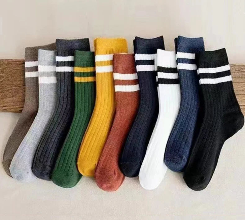 5/10 Pair New Striped Casual Breathable Socks High Quality Harajuku Retro Socks Men/Women Cotton Socks