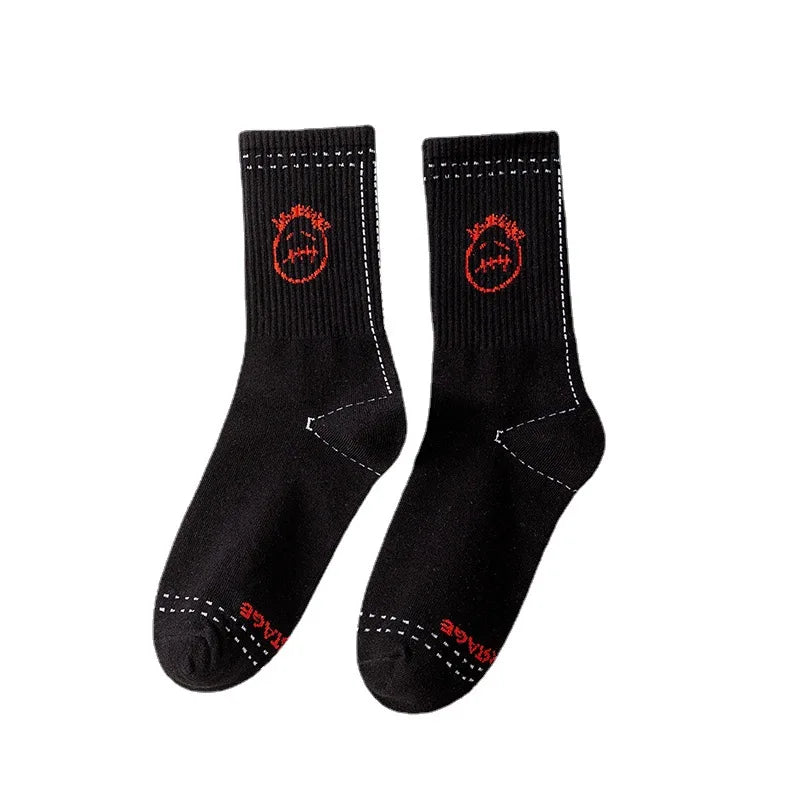 Mid Tube Cotton Socks for Sports Skateboarding with Unique Ghost Face Role-playing Design colour socks
