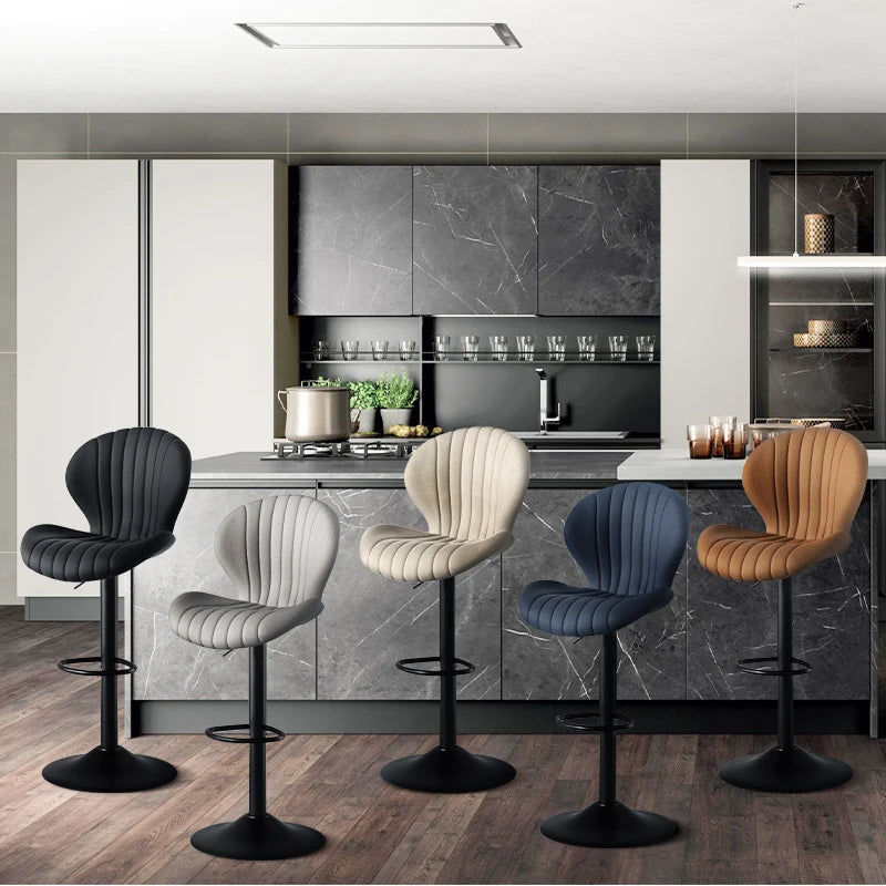 Living Room Chairs 2 Pcs Set Dining Chair Backrest Bar Stools Luxury Modern Soft Bag Stool Adjustable Height Rotating Kitchen Home Furniture