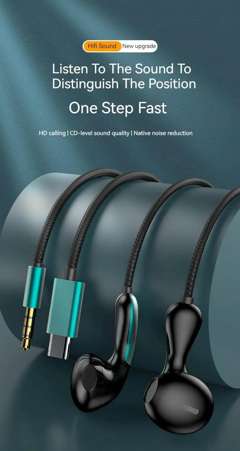 9D HIFI Heavy Bass Waterdrop Style Wired Earphones 3.5MM AUX/Type-C Digital Chip Headsets For Samsung Xiaomi Android Tablet PC