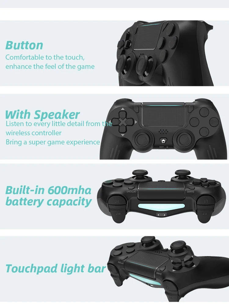 Bluetooth-Compatible Game Controller for PS4/Slim/Pro Wireless Gamepad For PC Dual Vibration Joystick For IOS/Android