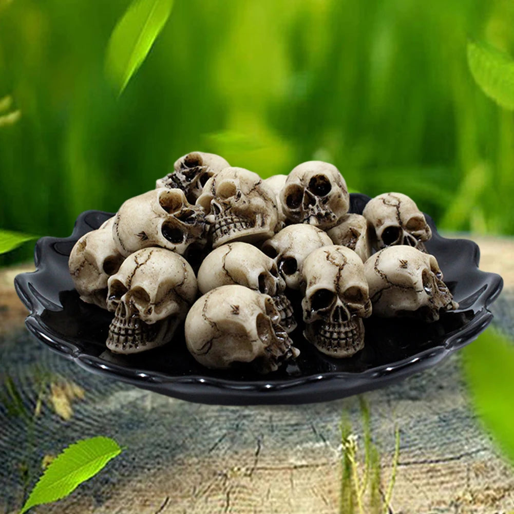20Pcs Gothic Skull Sculptures Collectable Halloween Decoration Skeleton Statues Ornament Landscape Garden Potted Plant Decor