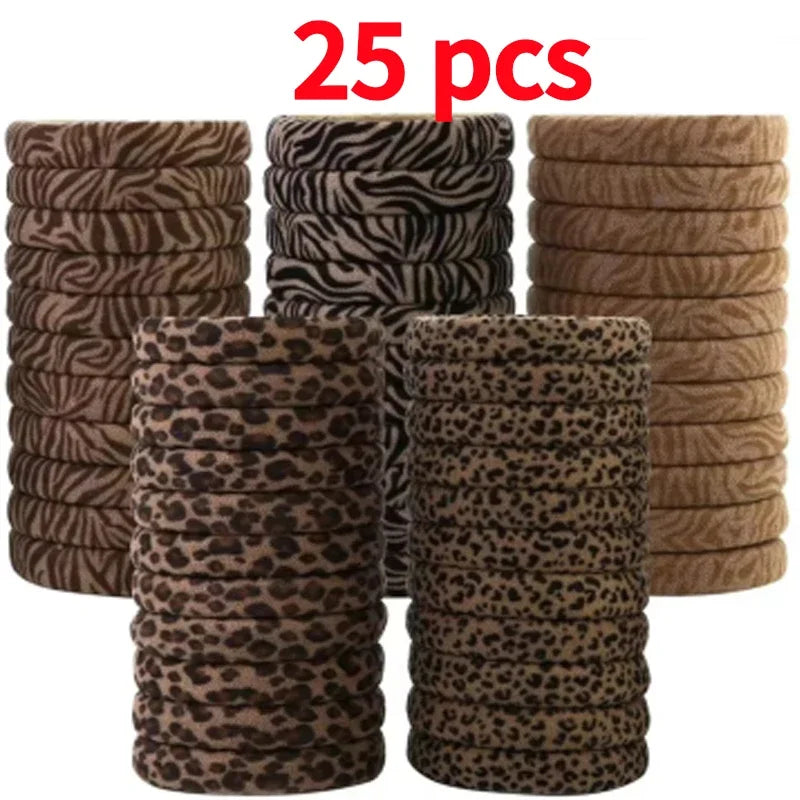 5-100Pcs High Elastic Leopard Print Hair Rope Women Fashion Pony Tails Holders Girls Towel Hair Ties Hairs Accessories Headwear