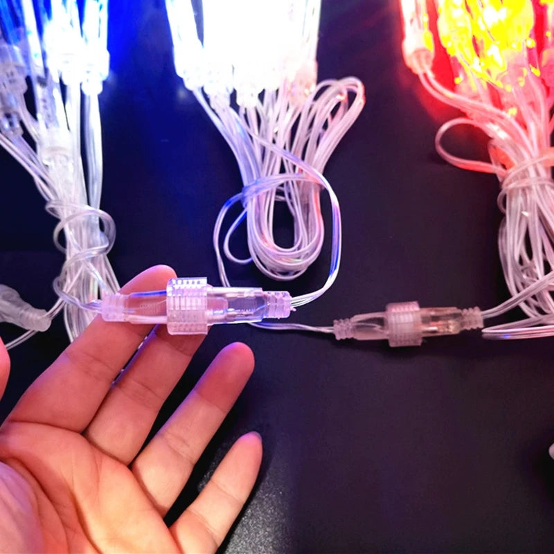 Outdoor Meteor Shower Christmas Lights 10 Tubes 192 Led Hanging String Lights for Garden Tree Holiday Party Decoation Lamp