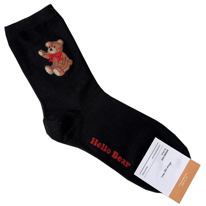 Good Quality Cartoon Elegant Lady Bear Women's Cute Socks Cotton Harajuku Style Woman Novelty Breathable Sox Christmas Gifts