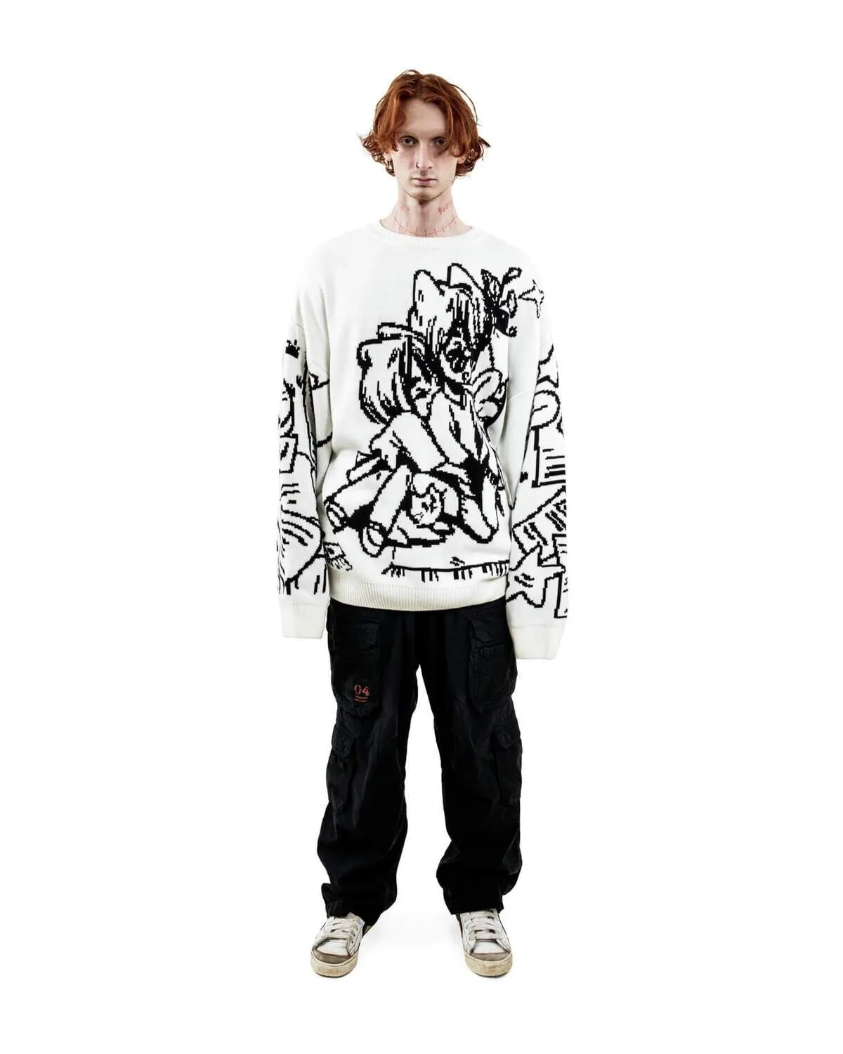 Vintage Cartoon Knitted Women Sweaters Winter Casual Oversize Men Fashion Streetwear Tops Harajuku Pullover Y2k Clothes 90s Goth