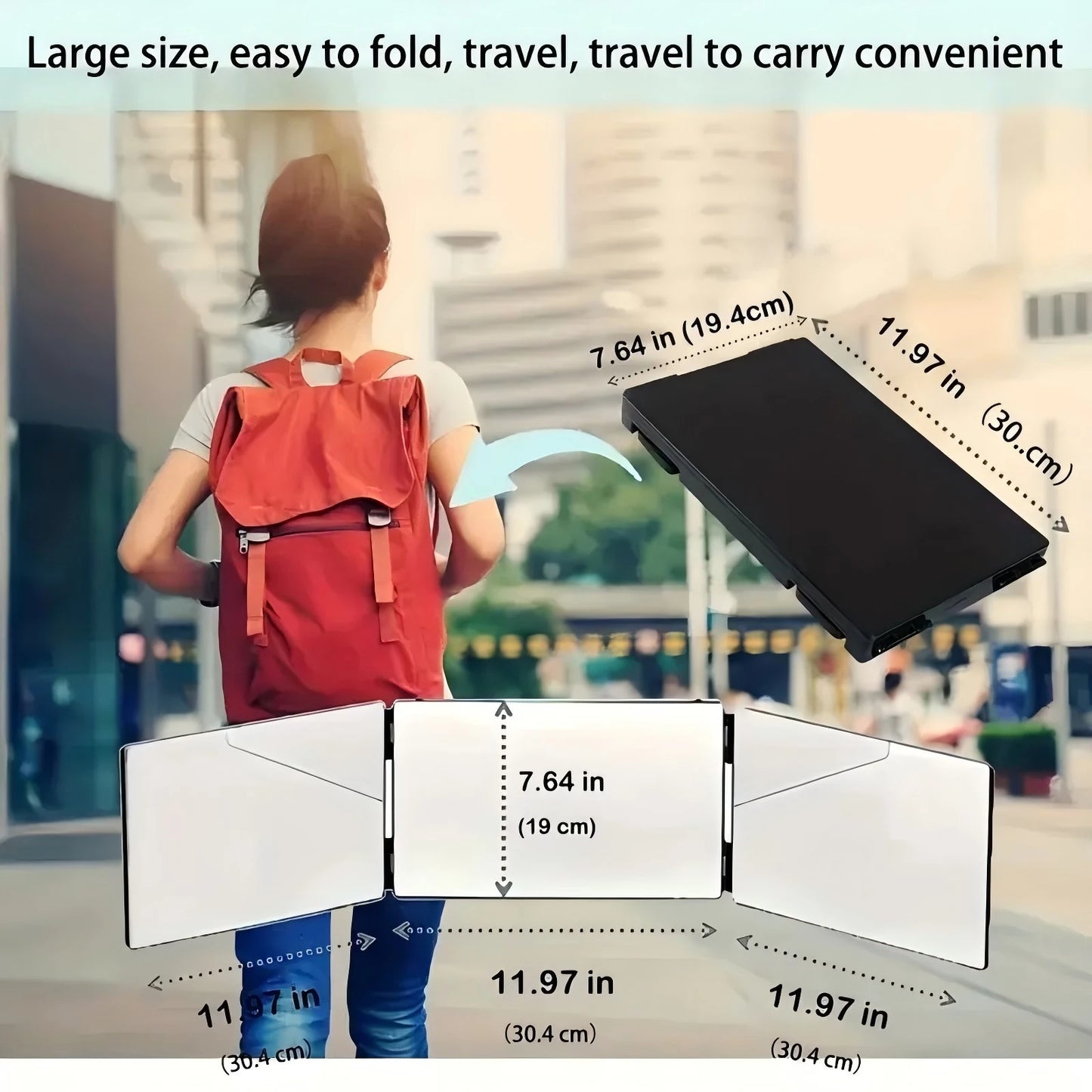 Tri-fold Wall Mounted Makeup Mirror,Portable Styling Mirror for Travel,Bedroom,Bathroom,Diy Haircut Tool Accessories