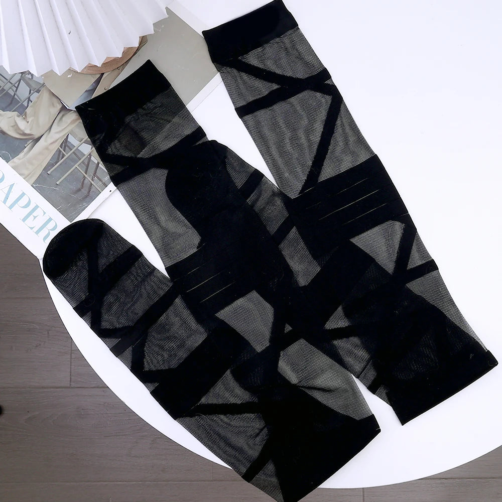 Gothic Lolita Stockings for Women Ultra-thin Transparent Silk Socks Thigh High Long Sock Y2k Girls Knee High Socks Stockings
