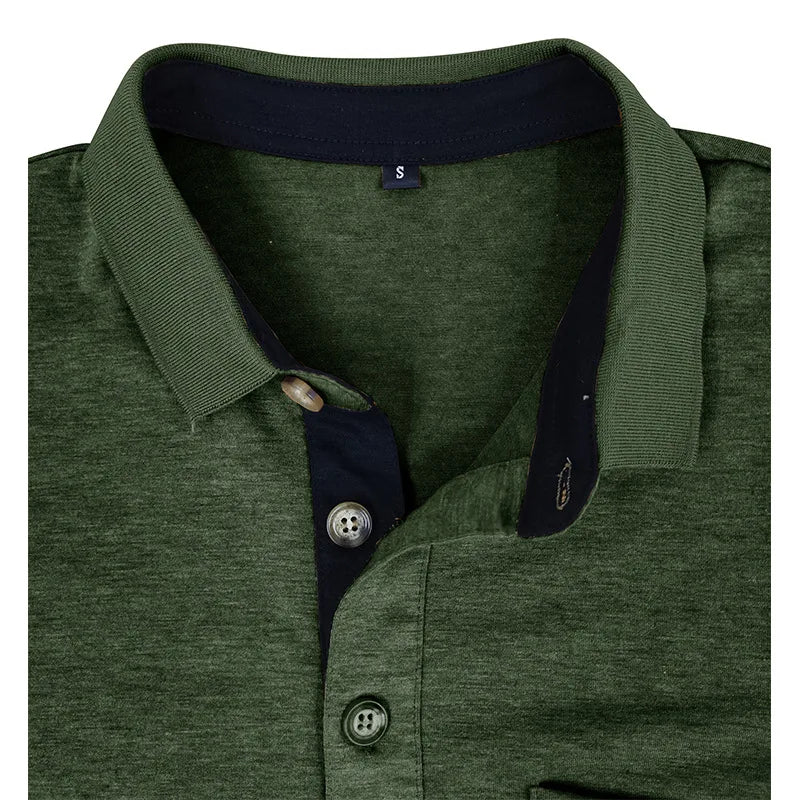 Spring Trend Men's Long Sleeve Casual Tshirt Solid Lapel Button Up Pullover Tops Autumn Turn Down Collar Bottoming Polo Shirt