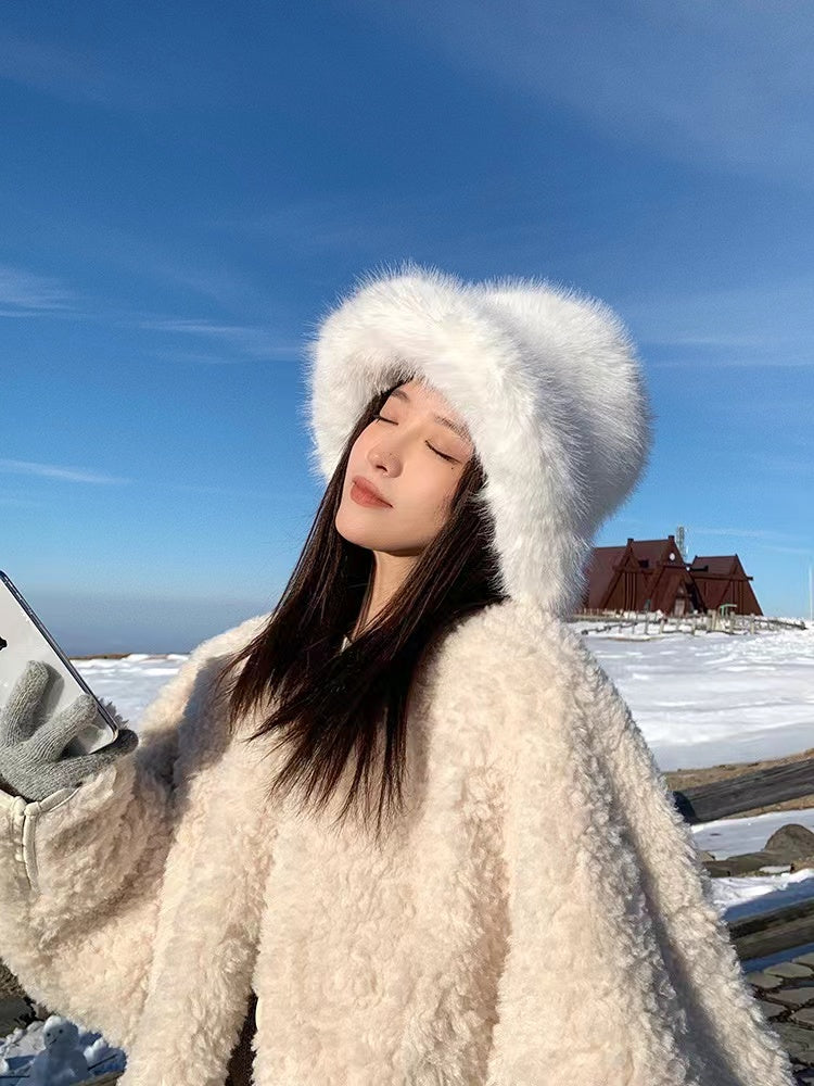 2024 Fluffy Faux Fur Bucket Hats Women Rabbit Fur Warm Thick Plush Winter Hat Lady Fashion Luxury Panama Furry Fisherman Cap Y2k