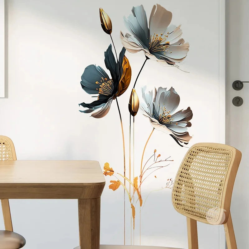1PCS Simulation Three-Dimensional Relief Texture Flowers Bedroom Home Decoration Wall Stickers Self-Adhesive