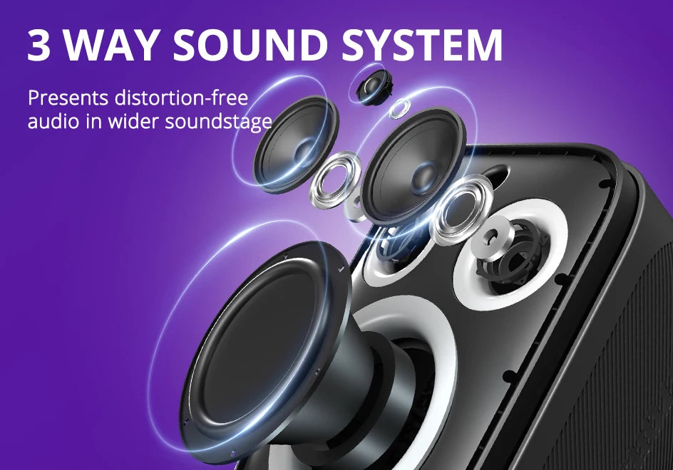 Tronsmart Halo 200 Speaker Bluetooth Speaker with 3 Way Sound System, 120W, Built-in/Wired Mic, Guitar Input, APP Control